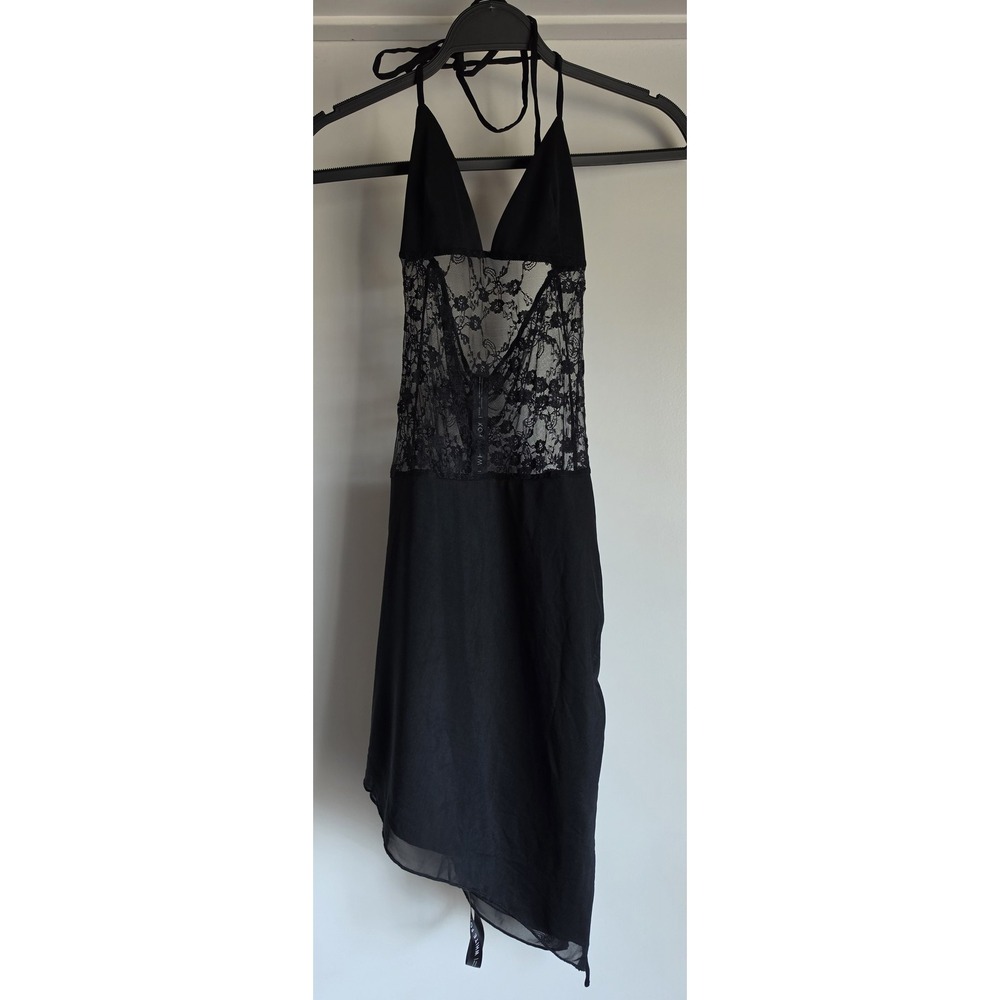 NWT White Fox Maxi Dress Size S Black Sleeveless Solid Bodycon Gown Slip